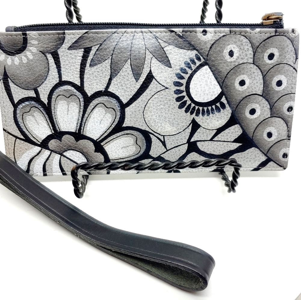Anuschka Patchwork Pewter Clutch Wristlet